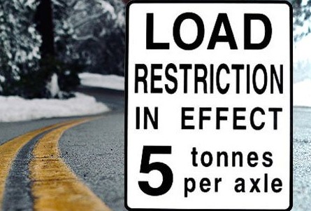 Load restrictions sign on a road