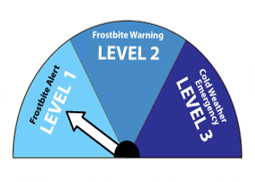 Infographic of a chart pointing to Frostbite Alert