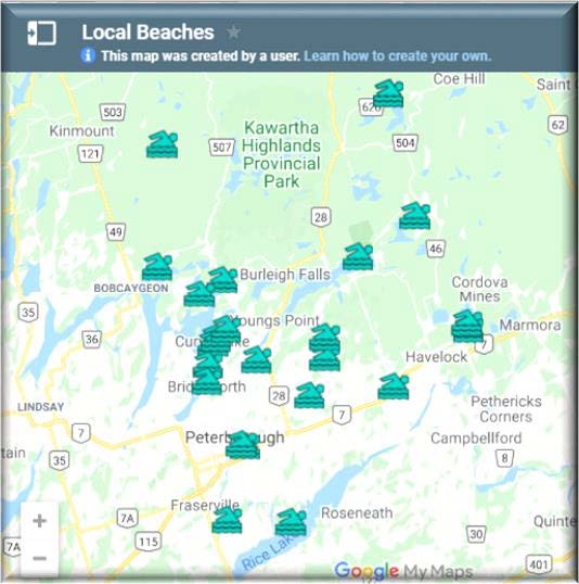 Image of Peterborough Public Health interactive beach location map