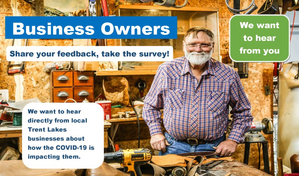Infographic for business survey showing a tradesman in his workshop