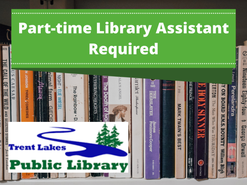 Words Part Time Library Assistant Required in front of a line of books on shelf