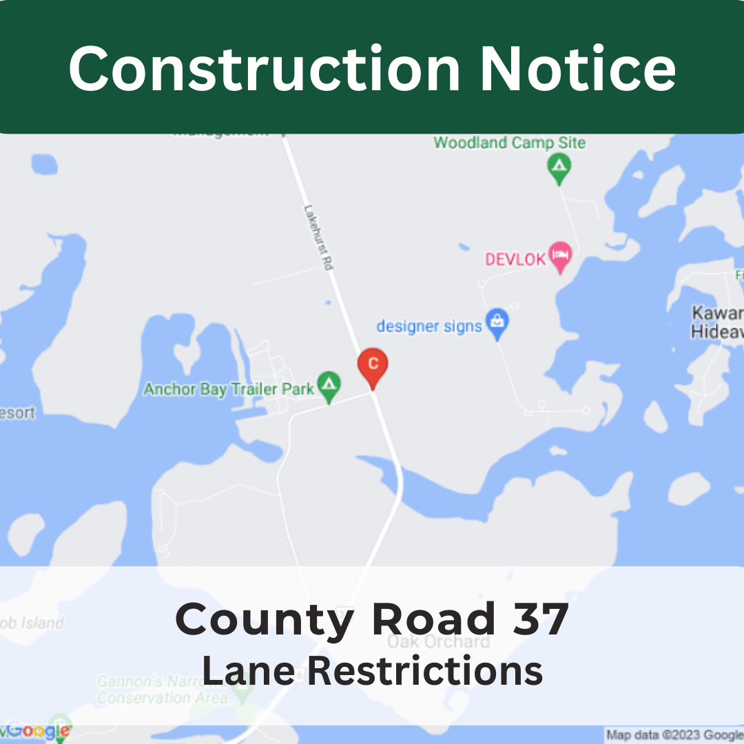 Construction Notice For County Road 37 on December 12, 2023.