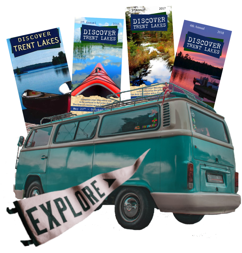 Discover Trent Lakes passports with a travelling van and an explore pennant